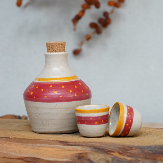 Raki set for 2 "Dots in red"