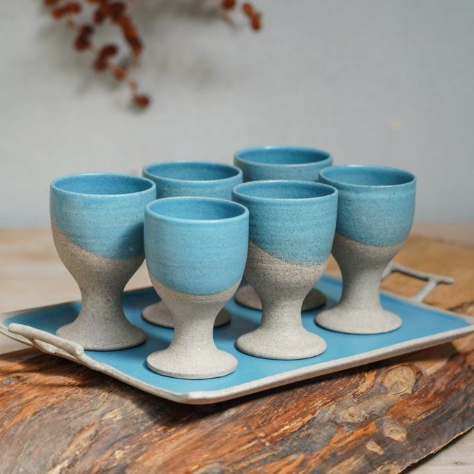 Wine set for 6 with tray