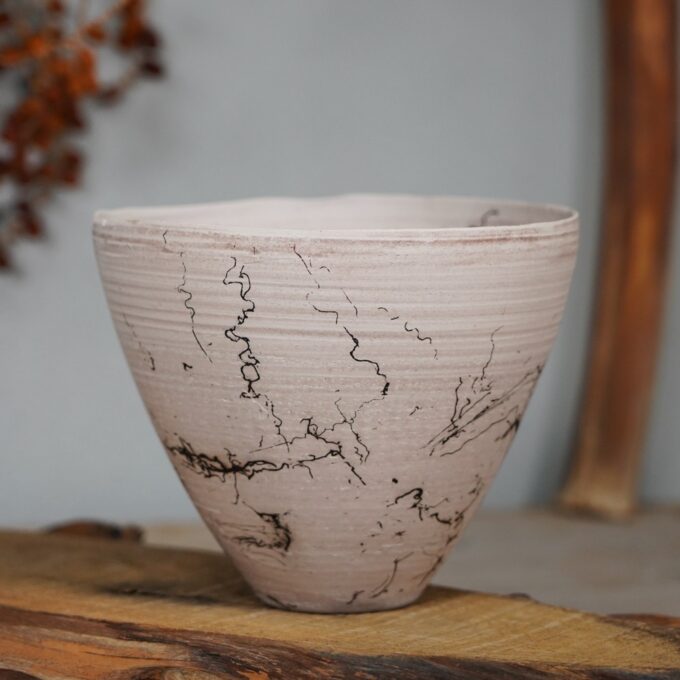 horsehair ceramic vase front view