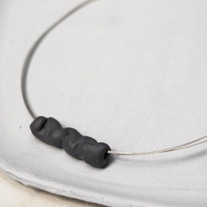 black ceramic segmented bead necklace