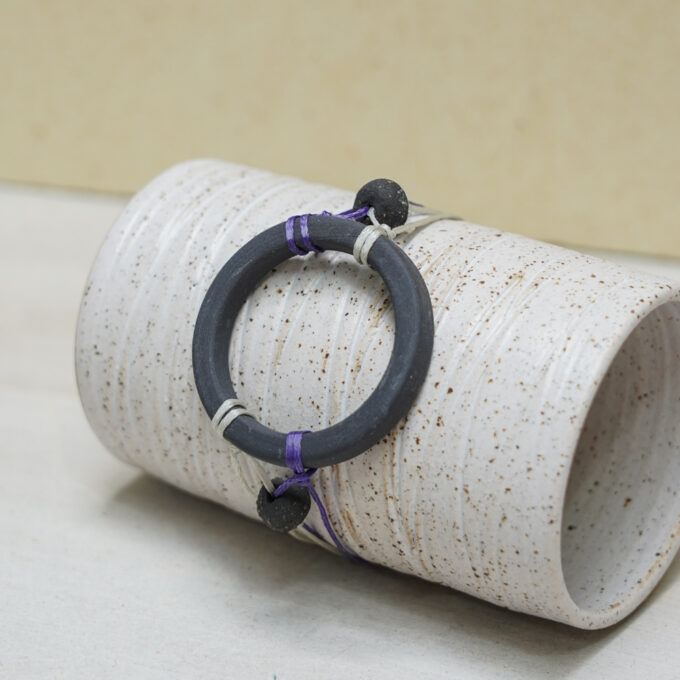 minimal waxthread bracelet with porcelain element centerpiece