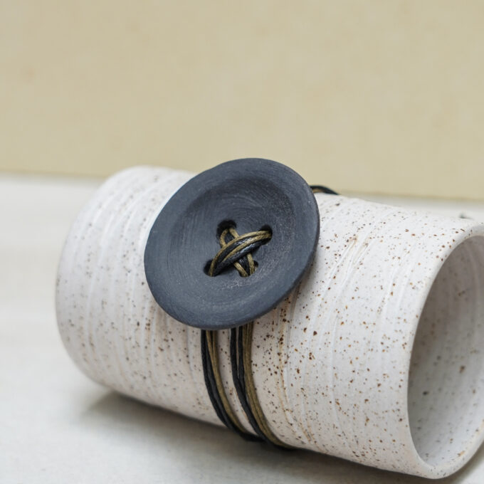 waxthread bracelet with handmade black porcelain button