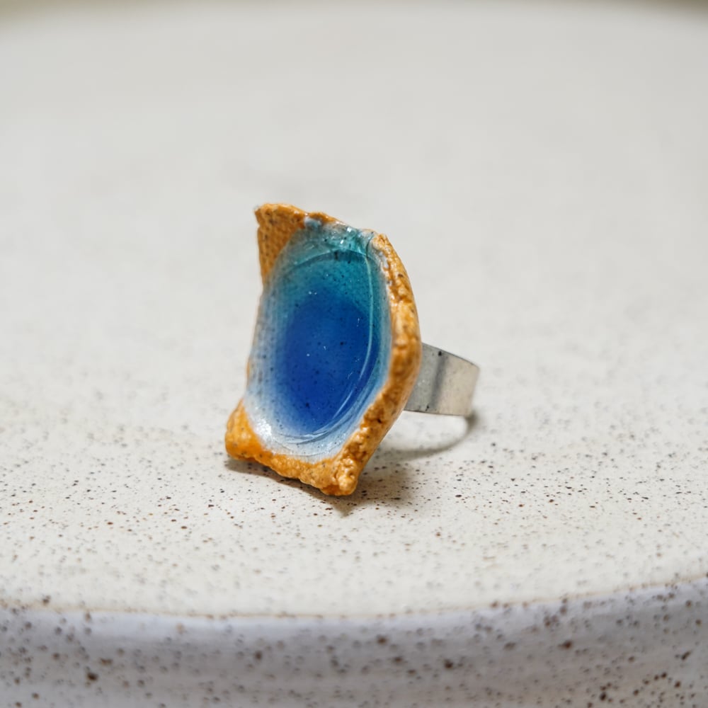 handmade ceramic ring with raw ochre edge