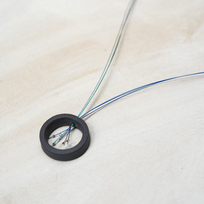 solid ceramic wire ring necklace