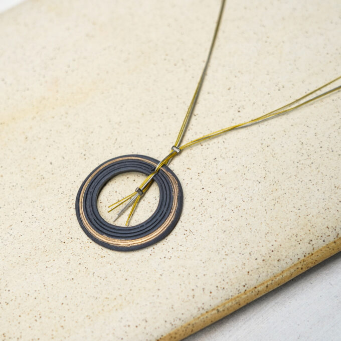 handmade layered ceramic ring necklace