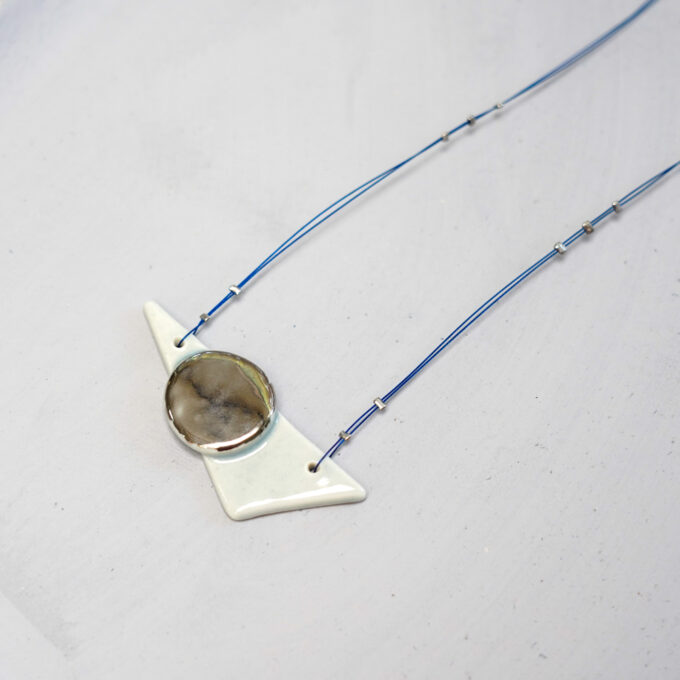 geometric wire necklace with central metal detail