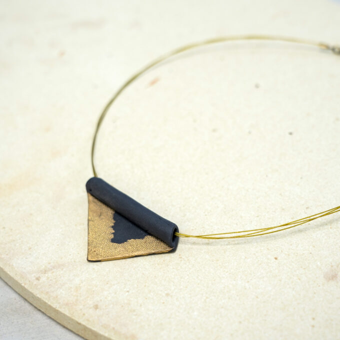 matte black ceramic triangle necklace